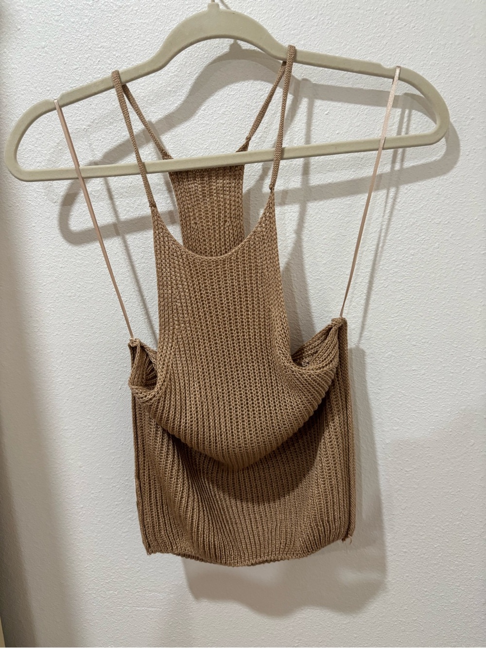 Love Tree Ribbed Knit Tank Top - Brown